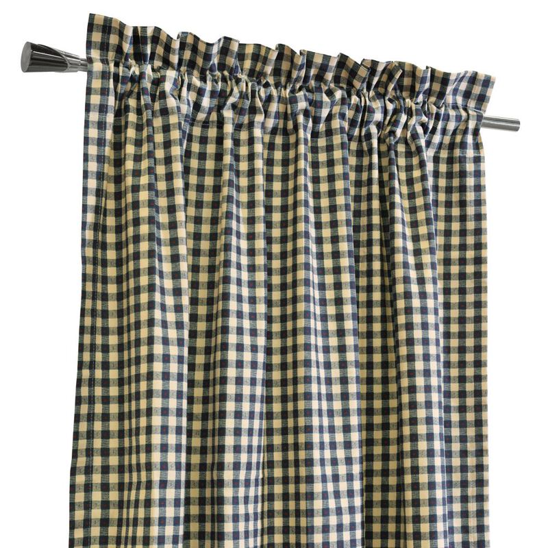 Thermalogic Checkmate Energy Efficient Room Darkening Simple Mini Check Pattern Pole Top Curtain Panel Pair Each Navy