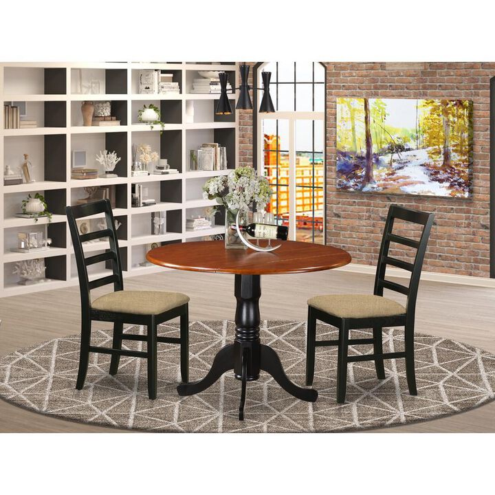 3 PC Kitchen Table set-Dining Table and 2 Linen Kitchen Chairs
