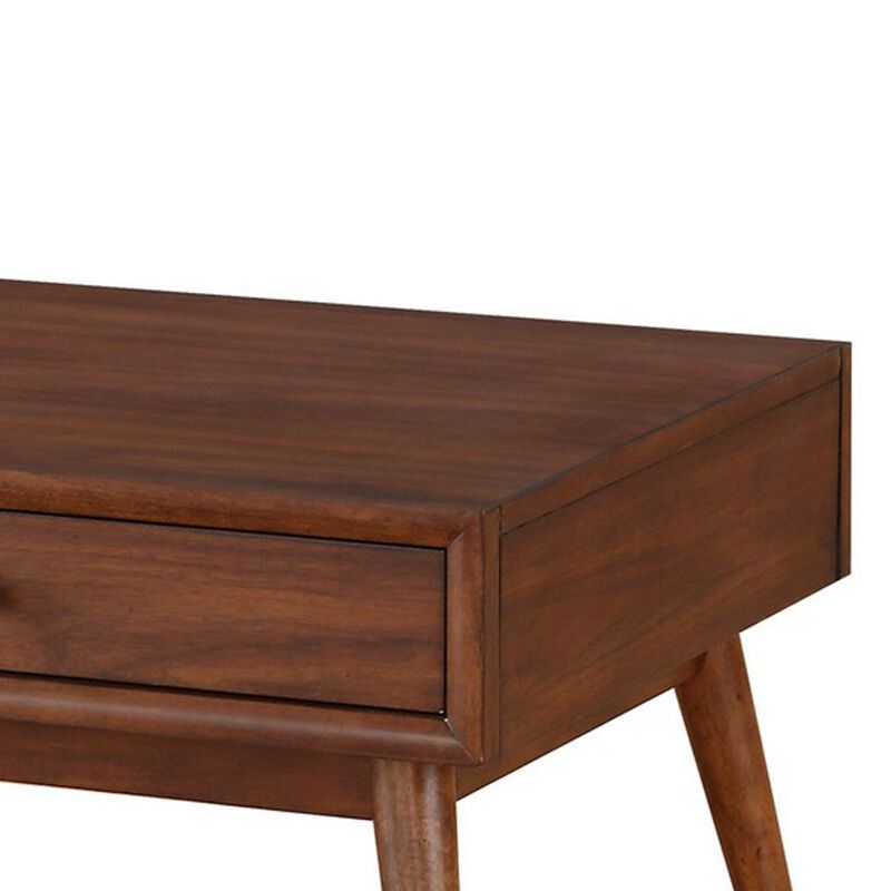 2 Drawer Wooden Coffee Table with Splayed Legs, Walnut Brown image number 4
