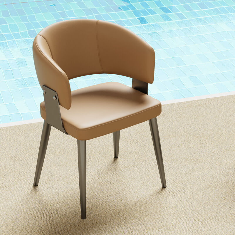 Leather Dining Chair with Metal Legs 2-piece 20.27"