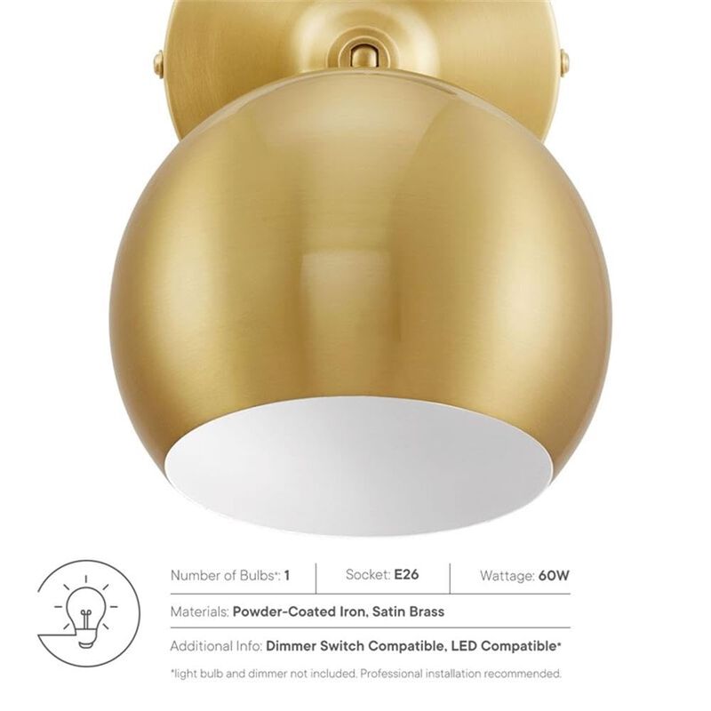 Modway Satin Brass Chalice Swing-Arm Metal Wall Sconce EEI-5613-SBR image number 6