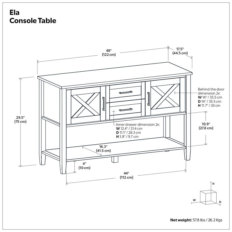 Ela SOLID WOOD 48 inch Wide Transitional Console Table in Smoky Brown