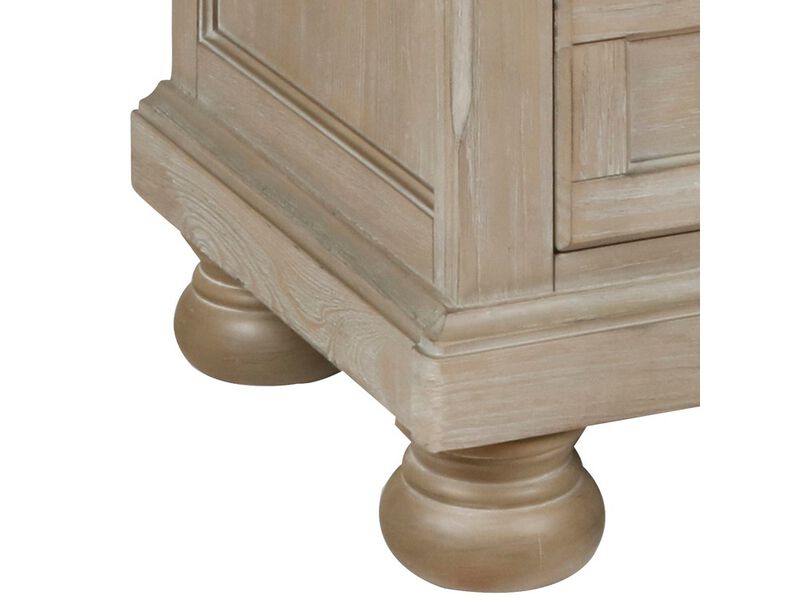 3 Drawer Wooden Nightstand with Round Knobs and Bun Feet, Weathered Brown-Benzara