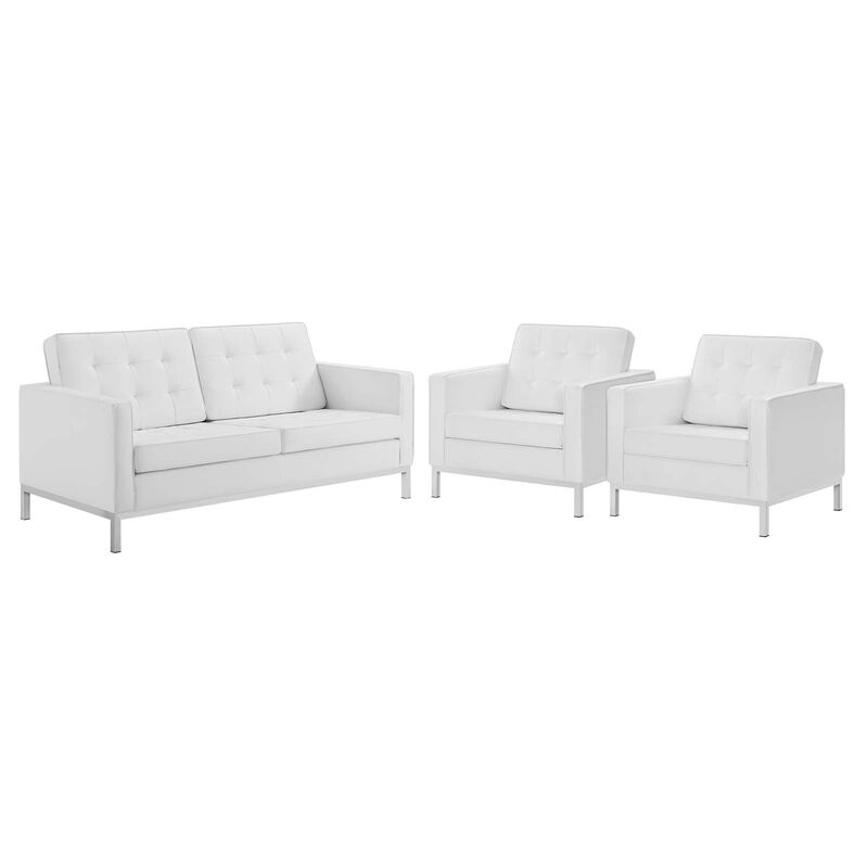 Loft 3 Piece Tufted Upholstered Faux Leather Set image number 0