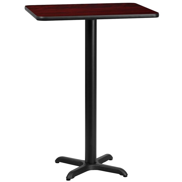 Flash Furniture Stiles 24'' x 30'' Rectangular Mahogany Laminate Table Top with 22'' x 22'' Bar Height Table Base