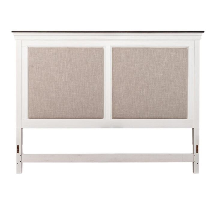 Liberty Furniture Allyson Park King Panel Headboard in Wirebrushed White w/ Charcoal Top