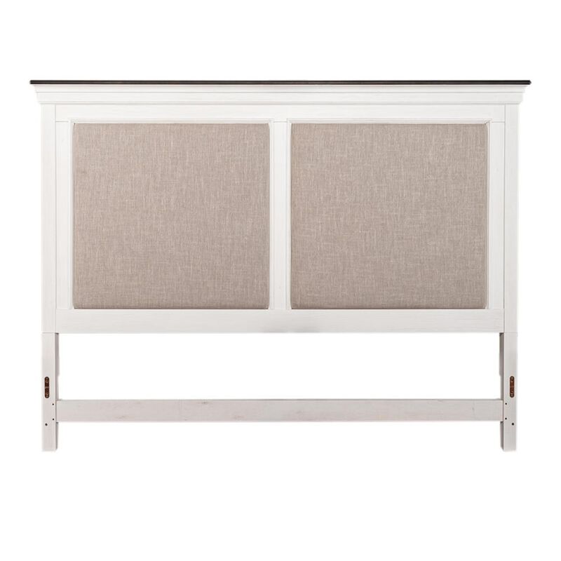 Liberty Furniture Allyson Park Queen Panel Headboard in Wirebrushed White w/ Charcoal Top image number 8