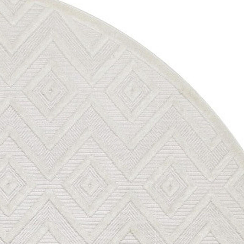 HomeRoots 8' Ivory And White Geometric Indoor Outdoor Area Rug image number 2