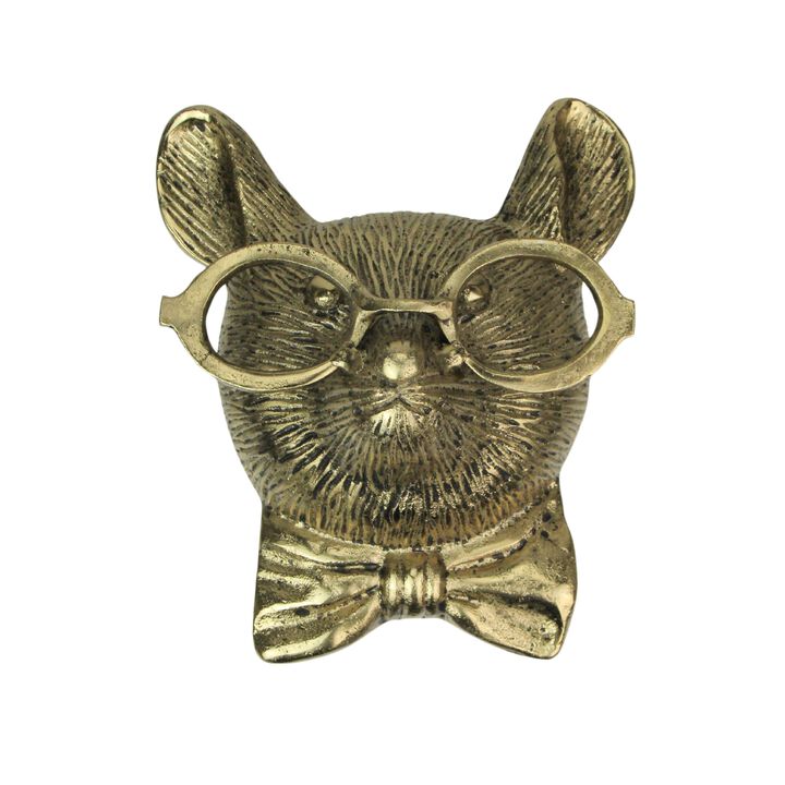 Gold Mouse Head Wall Hanging With Spectacles, Quirky Cast Aluminum Wall Decor