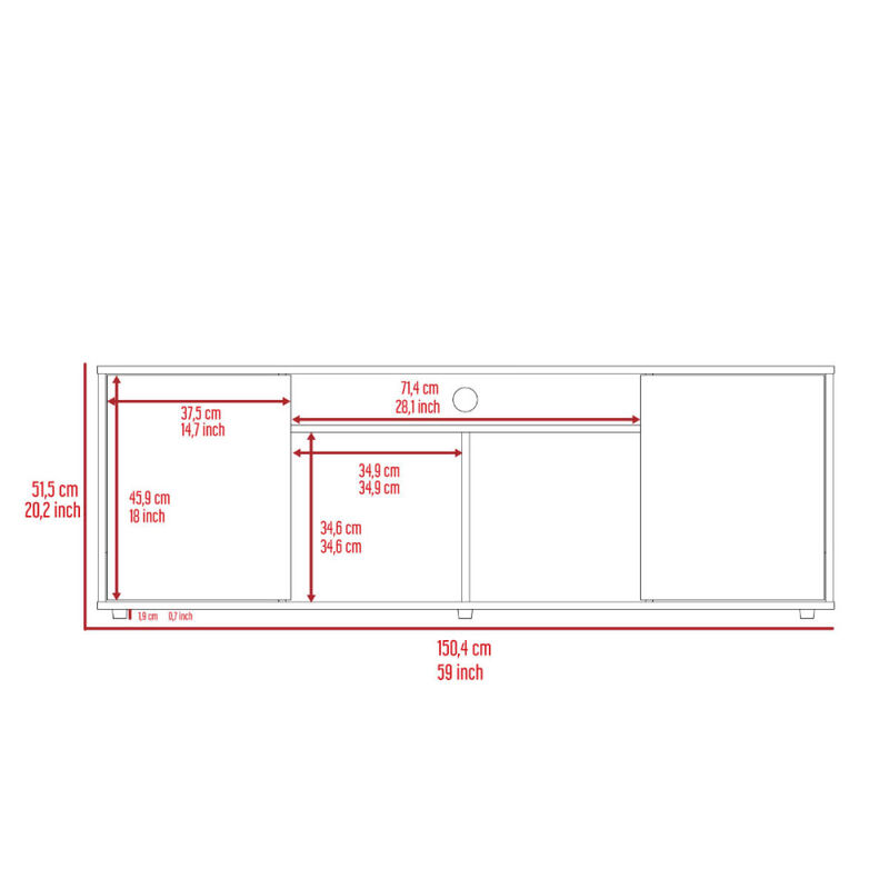 Bernal 2-Door 7-Shelf 2-piece Living Room Set, Coffee Table and TV Stand Black