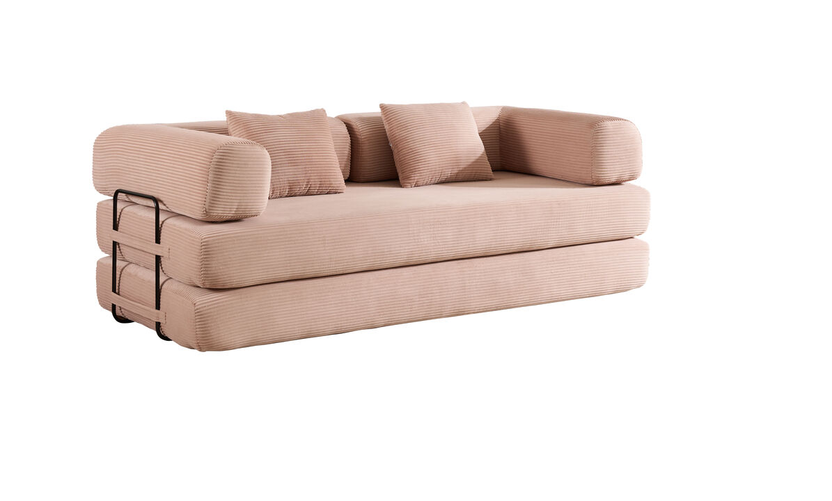 Cozy Convertible Sofa Bed with Cylindrical Pillow for Home Comfort