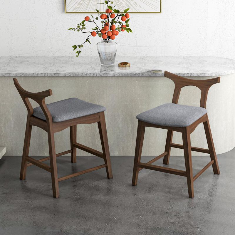 Ashcroft Furniture Co Hester Solid Wood Upholstered Square Bar Chair (Set of 2) image number 2