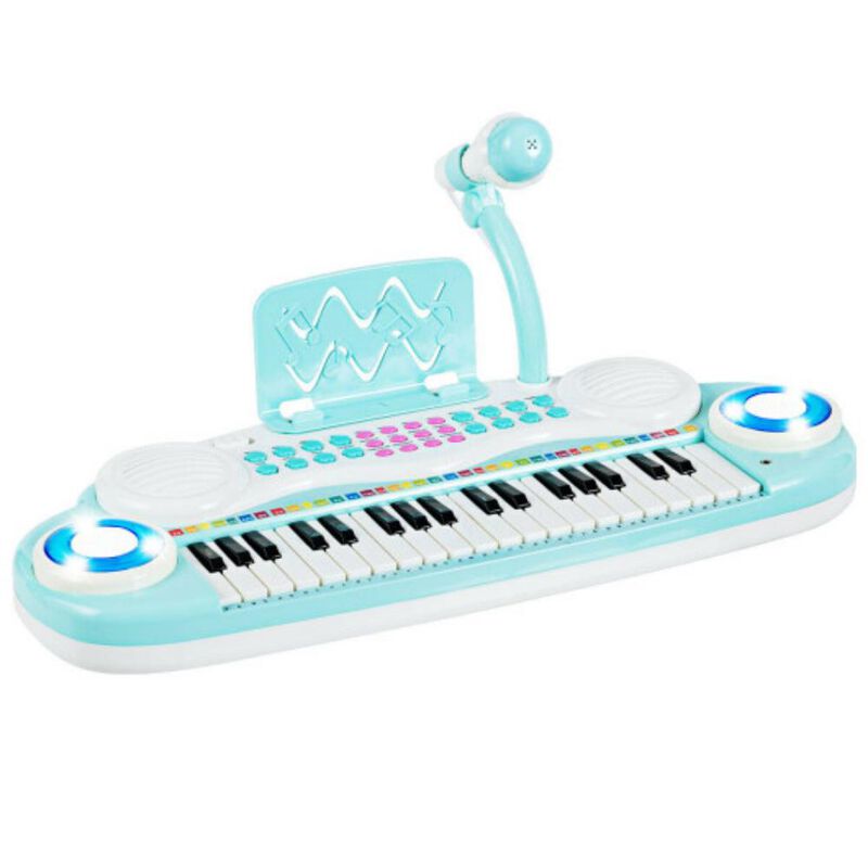 37 Key Electric Keyboard Piano with Microphone &ndash; Blue image number 0