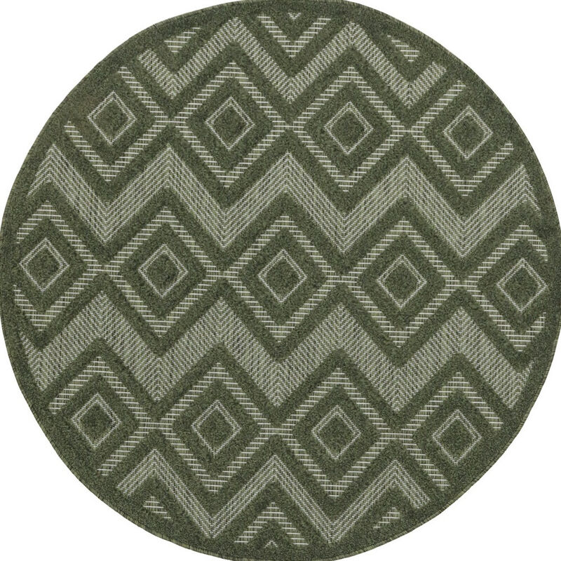 HomeRoots Round Geometric Indoor Outdoor Area Rug image number 0