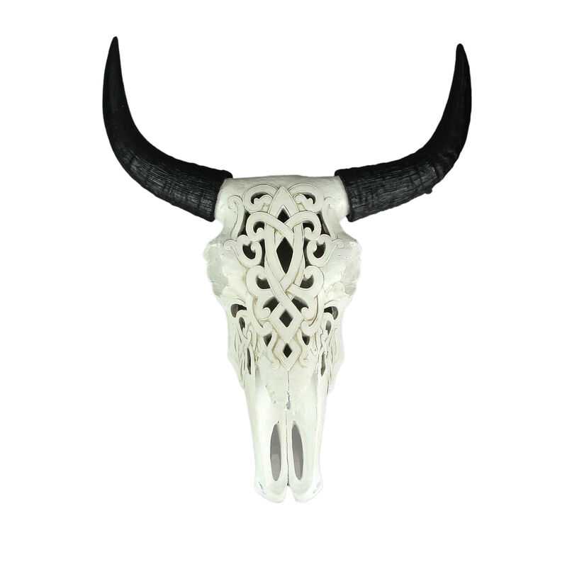 Tribal Steer Skull Cut-Out Design Wall Hanging 19 Inches High image number 0