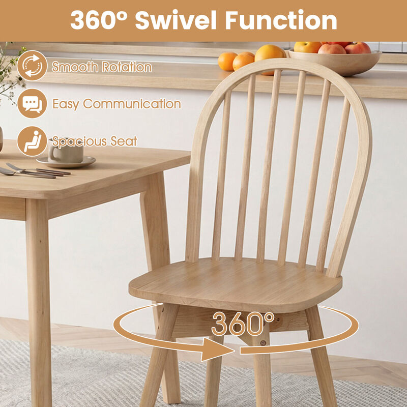 Set of 4 Swivel Windsor Dining Chairs with Solid Rubberwood Frames image number 5