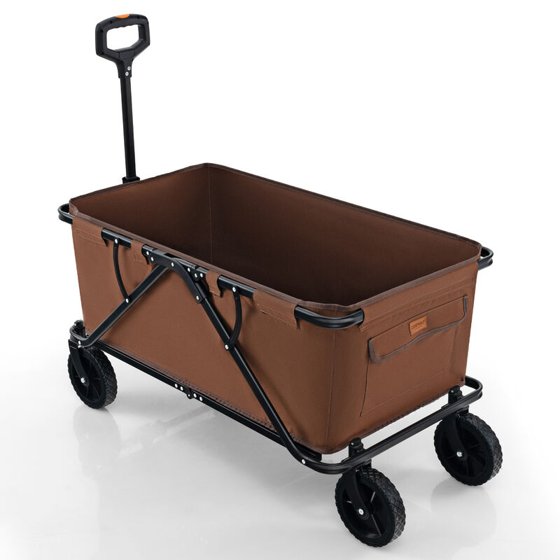 Collapsible Folding Wagon Cart with Adjustable Handle and Heavy-Duty Wheels