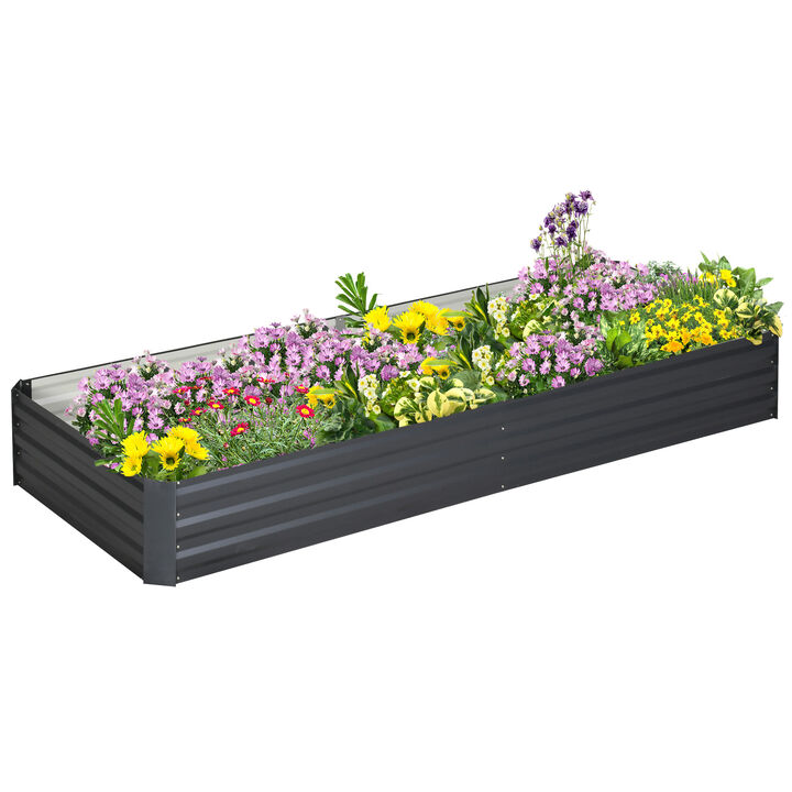 Outsunny Galvanized Raised Garden Bed, 8' x 3' x 1' Metal Planter Box, for Growing Vegetables, Flowers, Herbs, Succulents, Gray