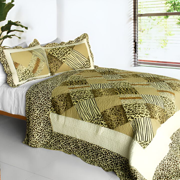 Melody Fair Cotton Quilted Printed Quilt Set 3PC Queen Size Cozy Bedding