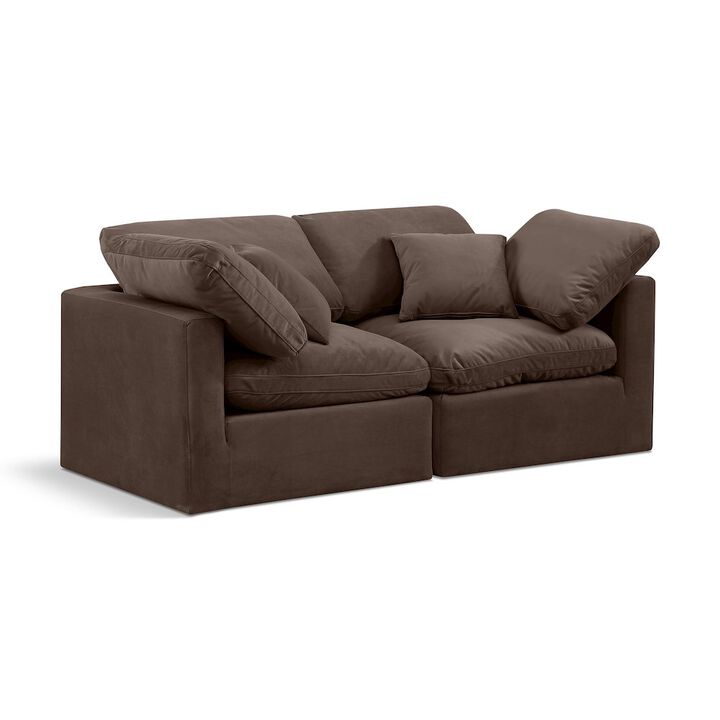 Meridian Furniture Indulge Brown Velvet Modular Sofa