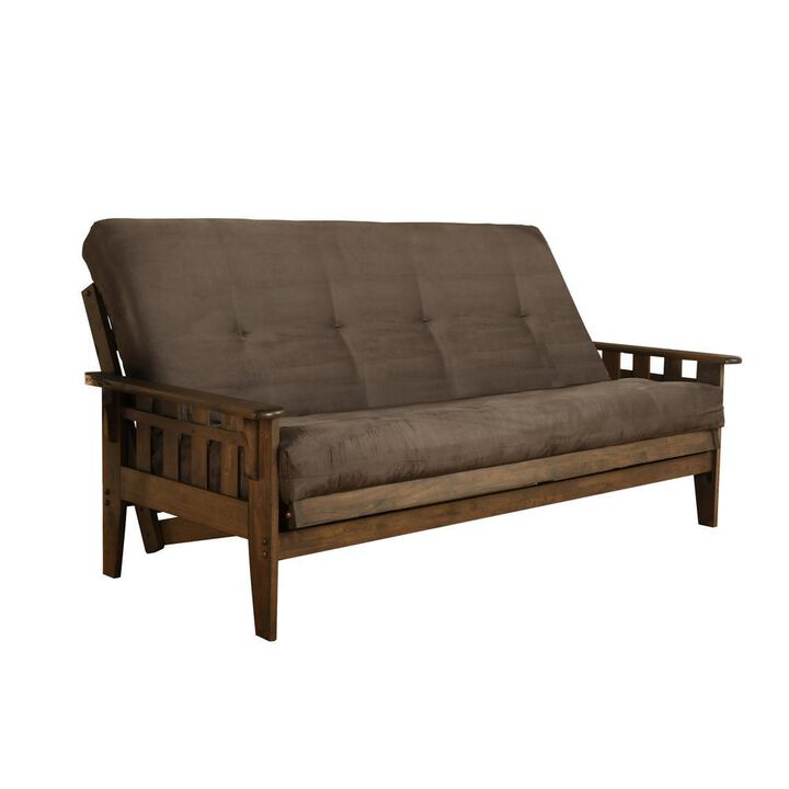 Tucson Frame-Rustic Walnut Finish-Suede Gray Mattress