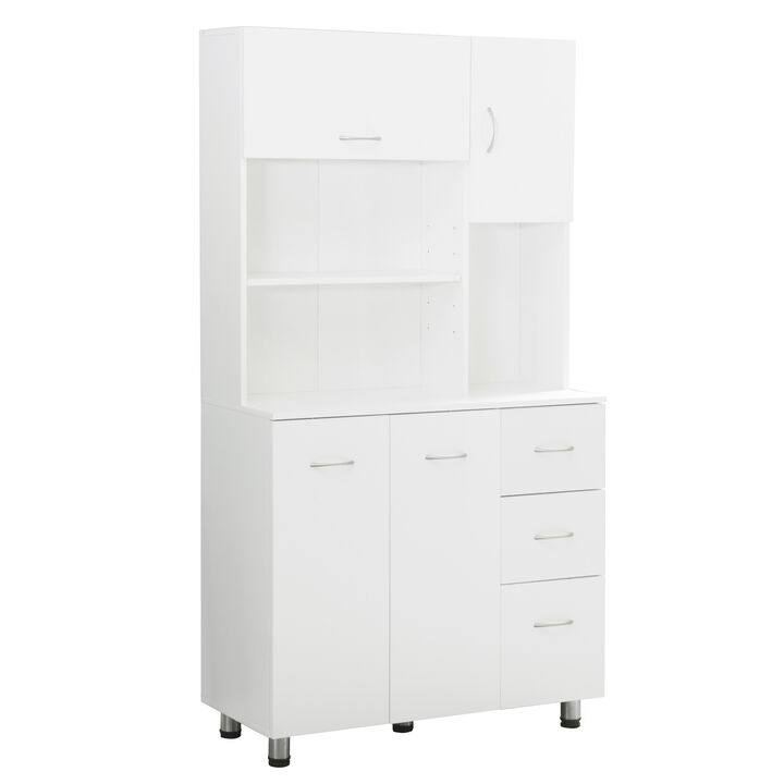 Kitchen Pantry Storage Cabinet with Doors and Shelves, White