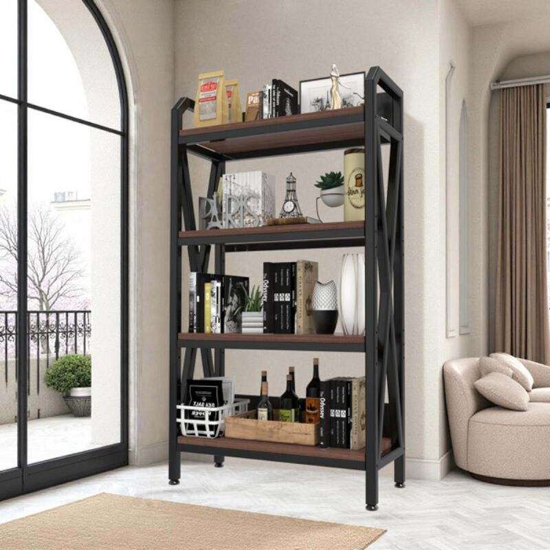 4-Tier Bakers Rack with Metal and Wood Shelves for Kitchen and Home Storage image number 4