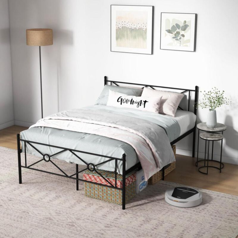 Hivvago Metal Platform Bed Frame with Headboard and Footboard