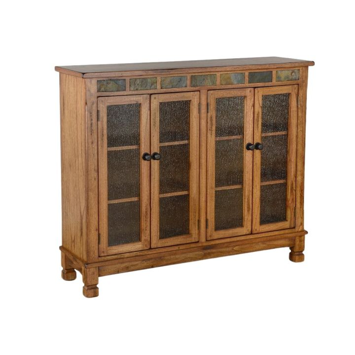 Starlight Canyon Home Brown Solid Wood Bookcase with Glass Doors, Small Cabinet with Storage
