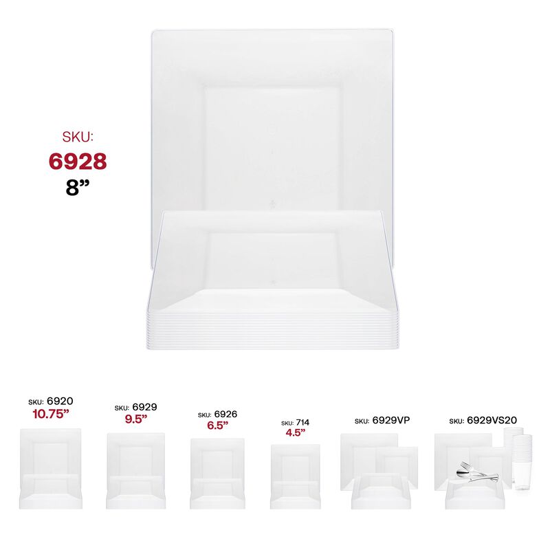 8" Clear Square Plastic Salad Plates (120 Plates) image number 5