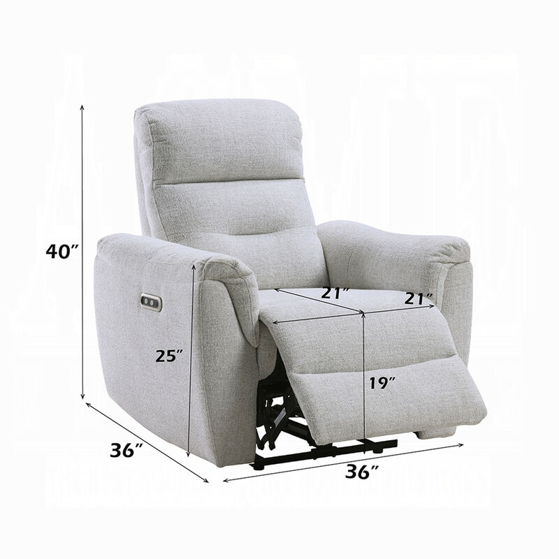 Tres Power Motion Recliner Chair with USB Port, Foam Fill Gray Chenille image number 5