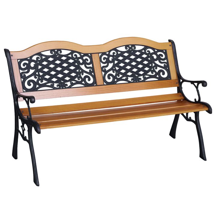 Hivvago 50" Outdoor Garden Bench with Wood & Metal Frame
