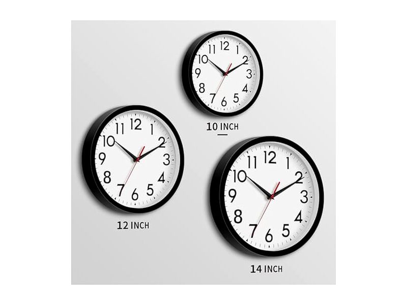 Black Wall Clock 10 Inch Silent Non Ticking Modern Battery Operated image number 2