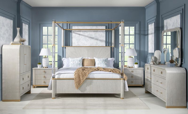 Miramar Queen Canopy Bed w/ Acrylic Post
