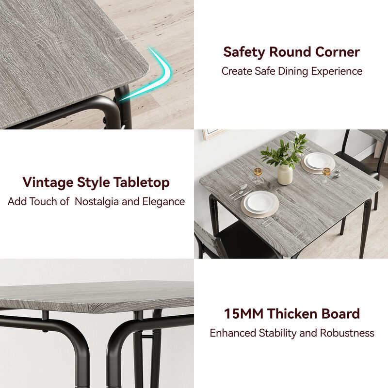 Modern 3-Piece Dining Set for 2 &ndash; Square Table & 2 Chairs &ndash; Space-Saving Compact for Apartment & Kitchen image number 2