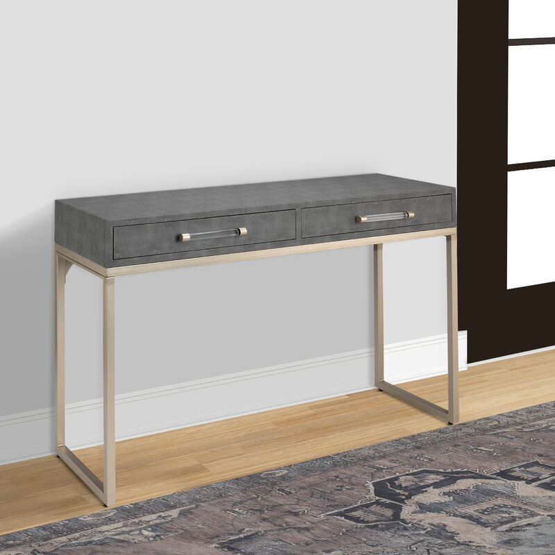 Console Table with Two Drawers and Metal Base, Gray-Benzara