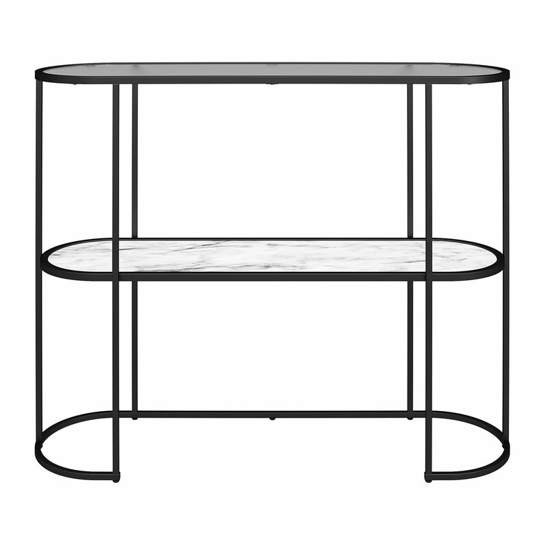 Mr. Kate Moon Phases Console Table, White Faux Marble/Glass image number 1