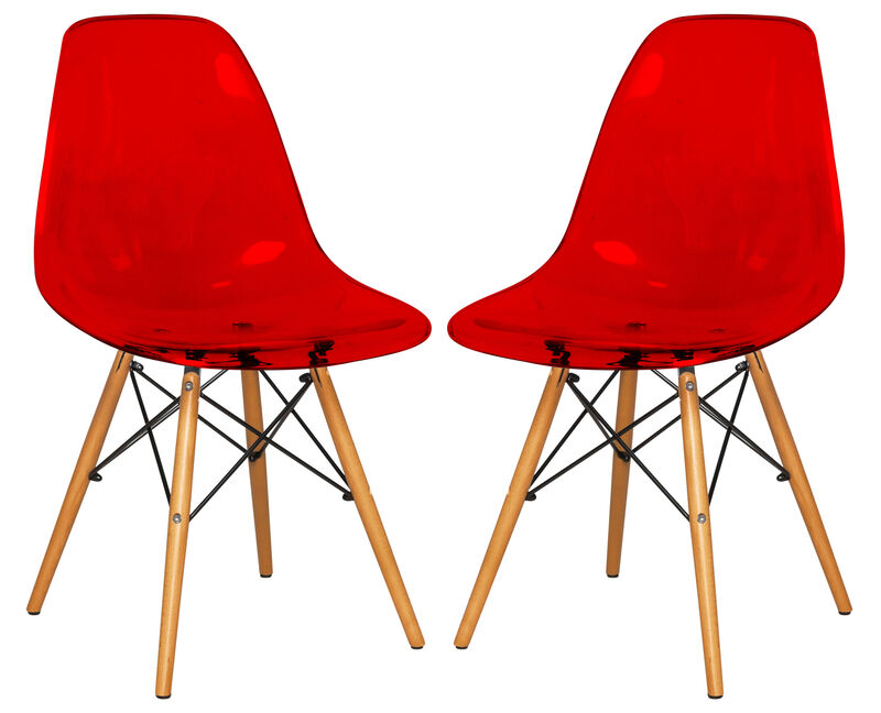 LeisureMod Dover Plastic Molded Dining Side Chair, Set of 2