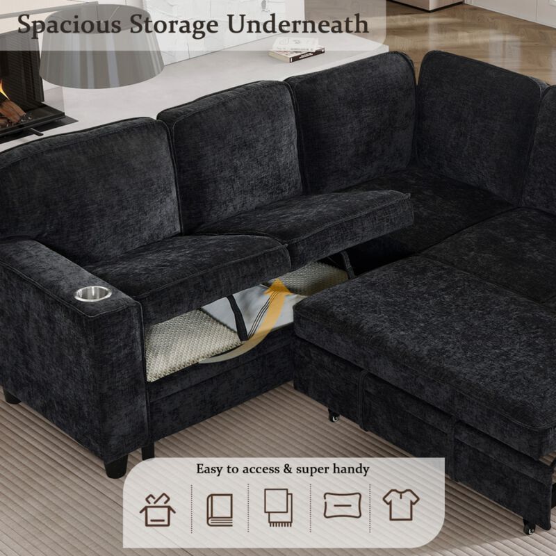 Timlod L-Shaped Pull-Out Sectional Sleeper Sofa image number 3