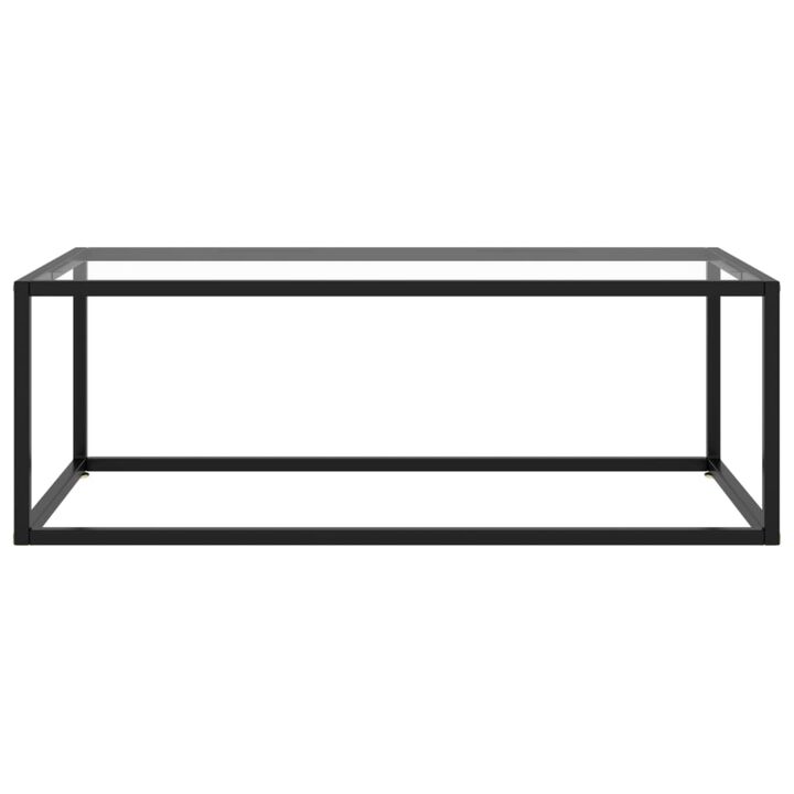 vidaXL Coffee Table with Transparent Tempered Glass Top and Powder-Coated Steel Frame - Easy Assembly - Black - Modern Design - Rectangular - 39.4"x19.7"x13.8"