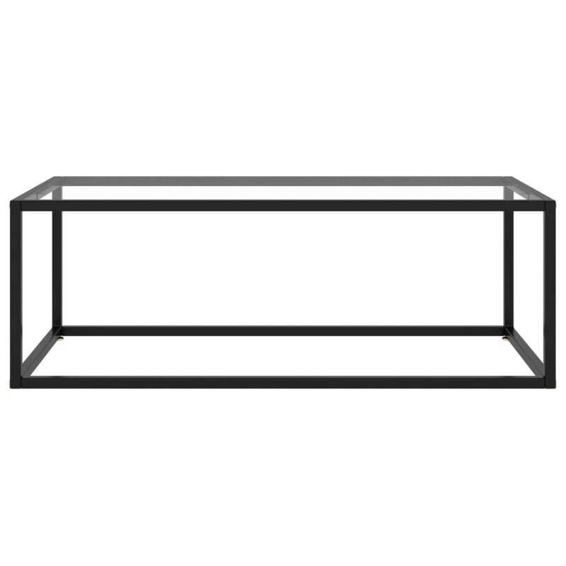 vidaXL Coffee Table with Transparent Tempered Glass Top and Powder-Coated Steel Frame - Easy Assembly - Black - Modern Design - Rectangular - 39.4"x19.7"x13.8"