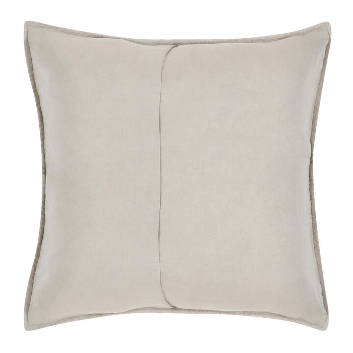 Rawi Square Euro Pillow Sham, 26 Inch Beige Channel Ramie and Cotton - Benzara