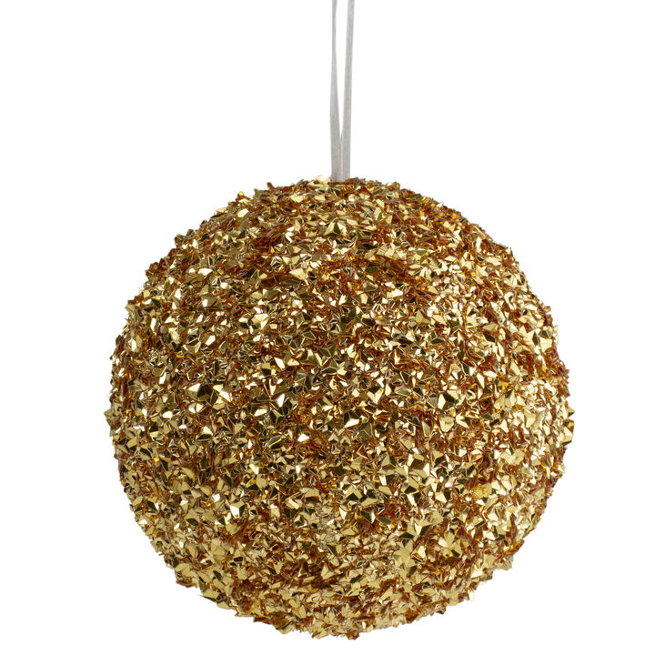 Gold Glitter Christmas Ball Ornament 6" (150mm)