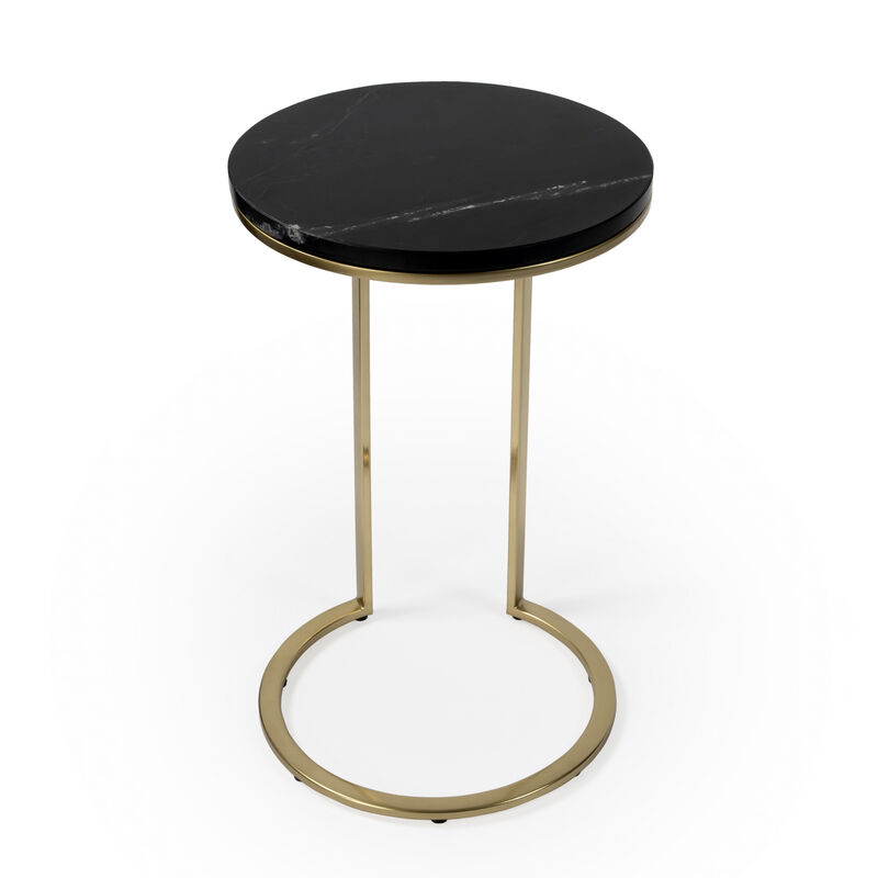 Marble Round End Table, Elegant Side Table for Living Room, Bedroom, or Entryway