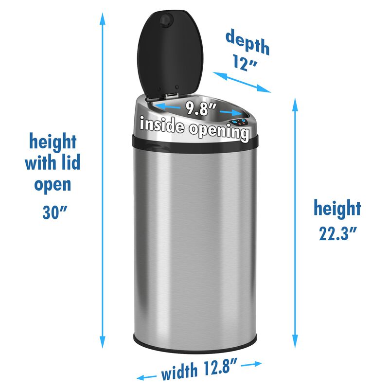 iTouchless 8 Gallon Round Sensor Trash Can