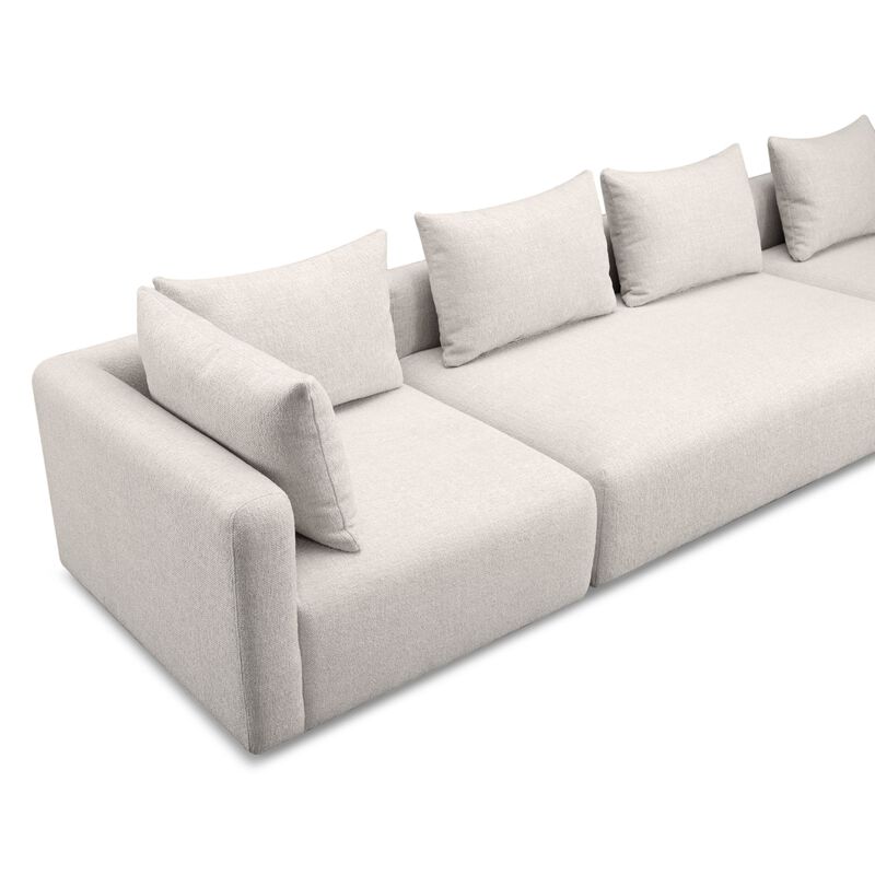 Hangover Cream Heavy Textured Fabric 145" Long Sofa image number 3