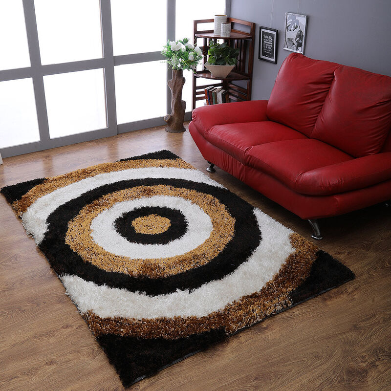 RUGSOTIC CARPETS HAND TUFTED SHAG POLYESTER ECO-FRIENDLY AREA RUGS  - Rectangle, Size, Geometric Modern Design, High Pile Thick Handmade Anti Skid Rugs for Living Room K00082 image number 1