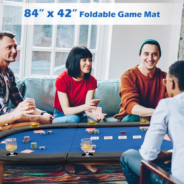 10 Player Portable Poker Table Top with Foldable Design and Padded Surface