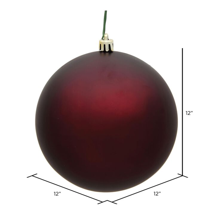 Vickerman 12" Burgundy Matte Ball Ornament.