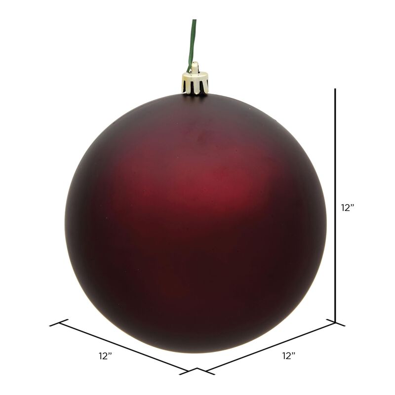 Vickerman 12" Burgundy Matte Ball Ornament. image number 1